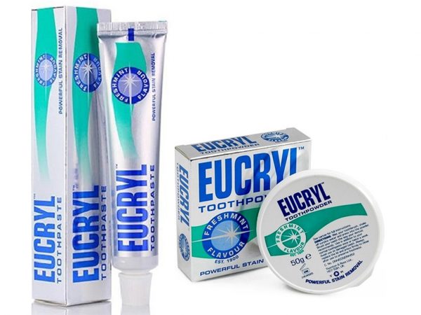 kem đánh răng và bột làm trắng răng eucryl